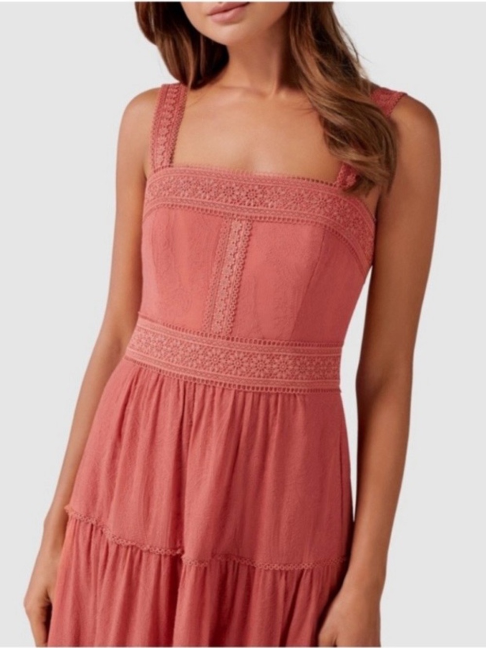 SOLD Ever New Sz 2 Georgina Square Neck Maxi Dress Coral